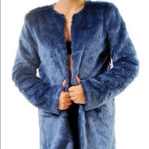 For Love & Lemons Blue Faux Fur Jacket. Small